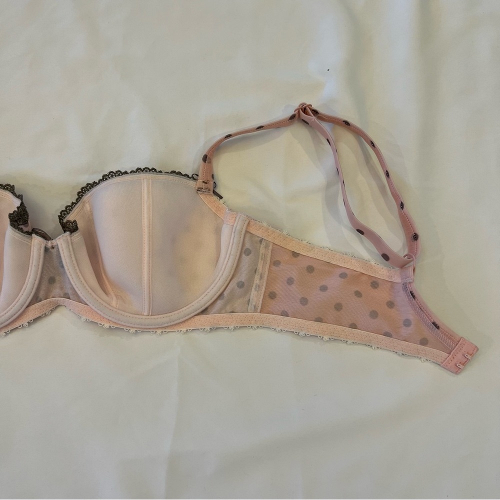 NEW NWT Freya Patsy Polka Dot Underwire Lined Half Cup Bra Ballet Pink Size 30D - Picture 11 of 14
